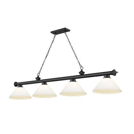 Z-Lite Cordon 4 Light Billiard, Matte Black & Matte Opal 2306-4MB-AMO14